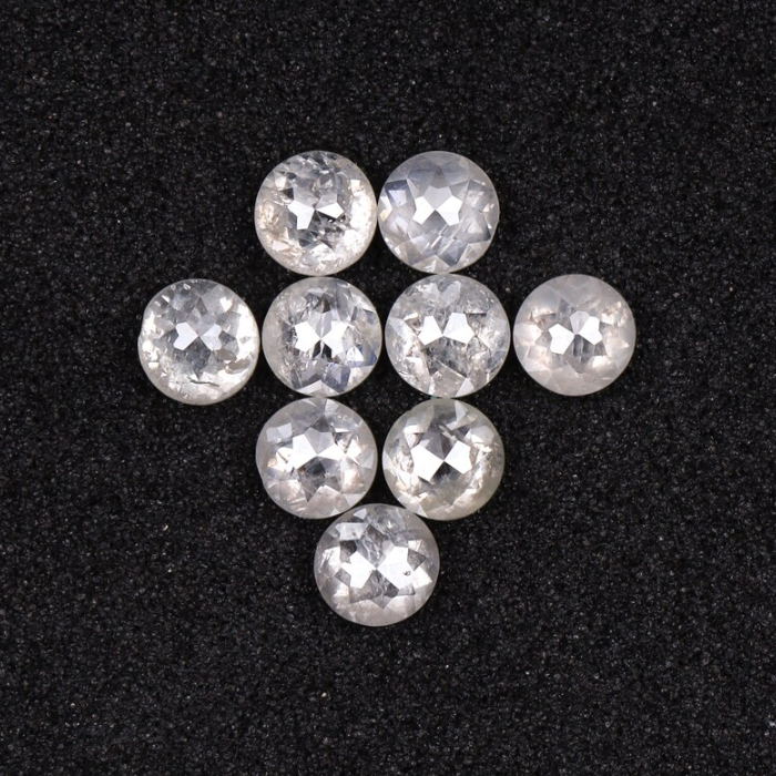 White Milky Round Rose Cut Loose Natural Earth Mined Diamond - Minimal Carbon