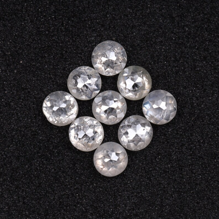 White Milky Round Rose Cut Loose Natural Earth Mined Diamond - Minimal Carbon