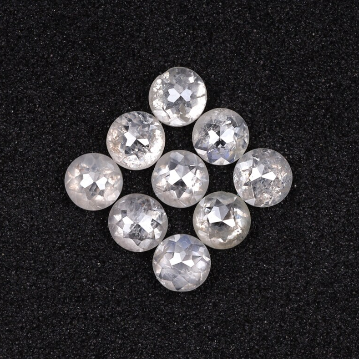 White Milky Round Rose Cut Loose Natural Earth Mined Diamond - Minimal Carbon