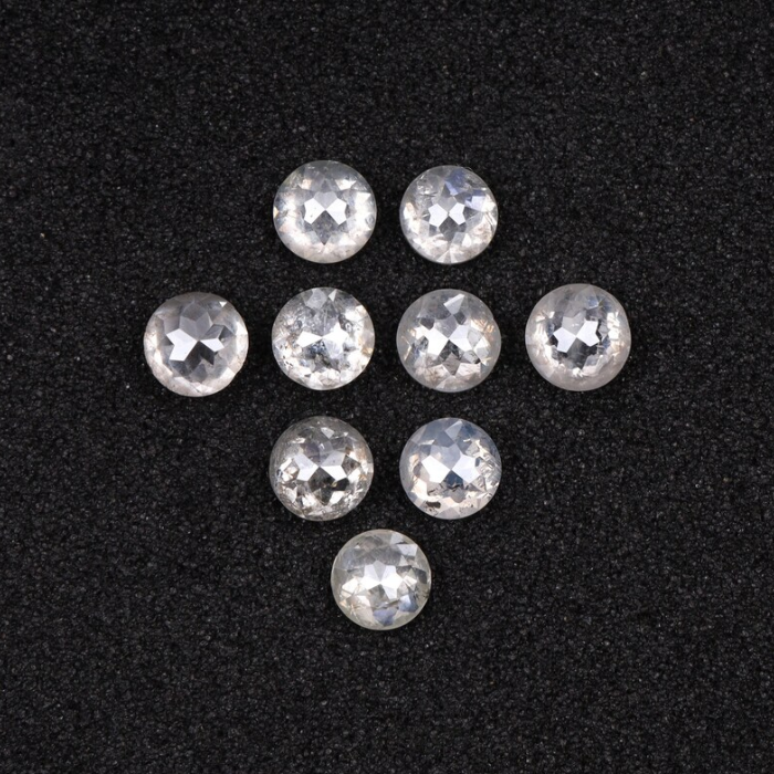 White Natural Round Rose Cut Earth Mined Diamond - Minimal Carbon