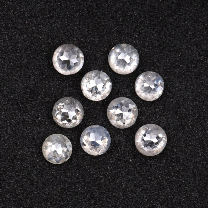 White Natural Round Rose Cut Earth Mined Diamond - Minimal Carbon