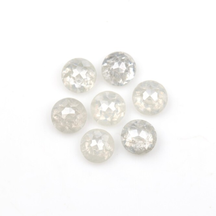 White Natural Round Rose Cut Earth Mined Diamond