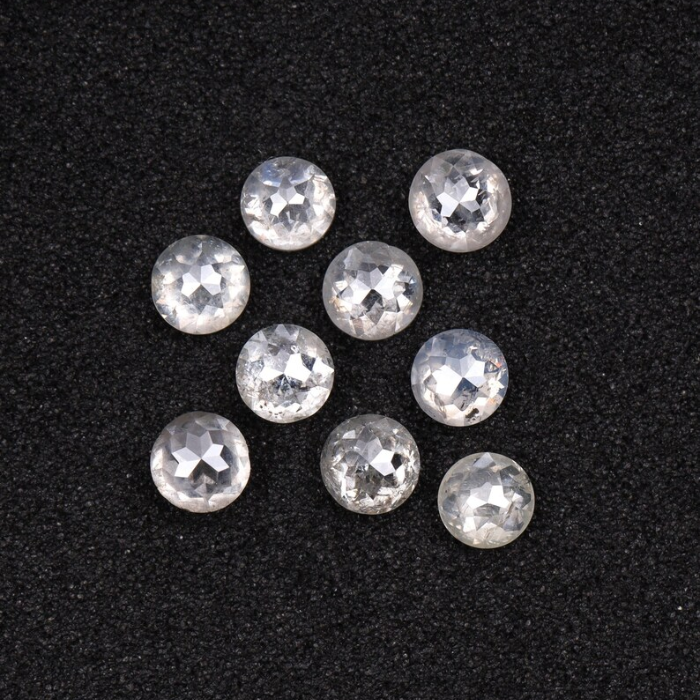 White Natural Round Rose Cut Earth Mined Diamond - Minimal Carbon