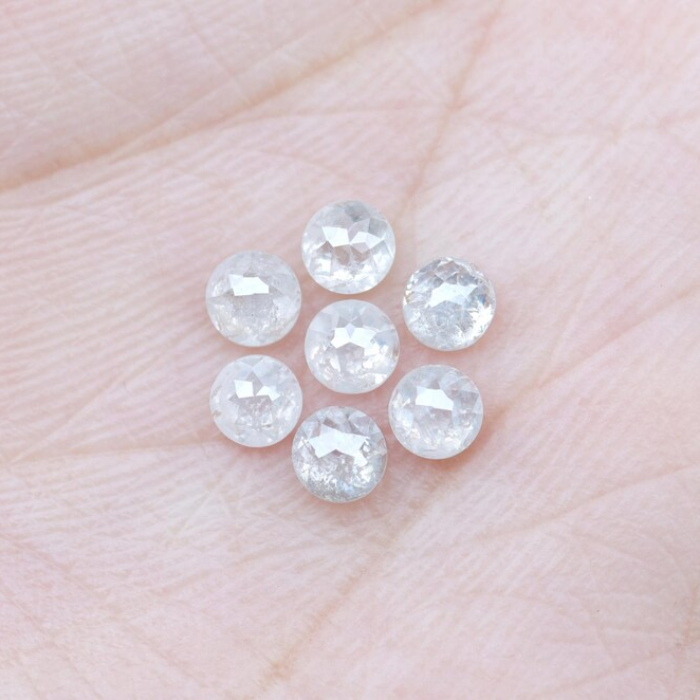 White Natural Round Rose Cut Earth Mined Diamond