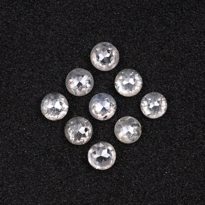 White Natural Round Rose Cut Earth Mined Diamond - Minimal Carbon