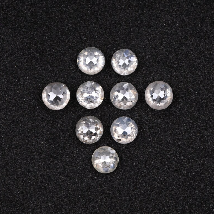 White Natural Round Rose Cut Earth Mined Diamond - Minimal Carbon