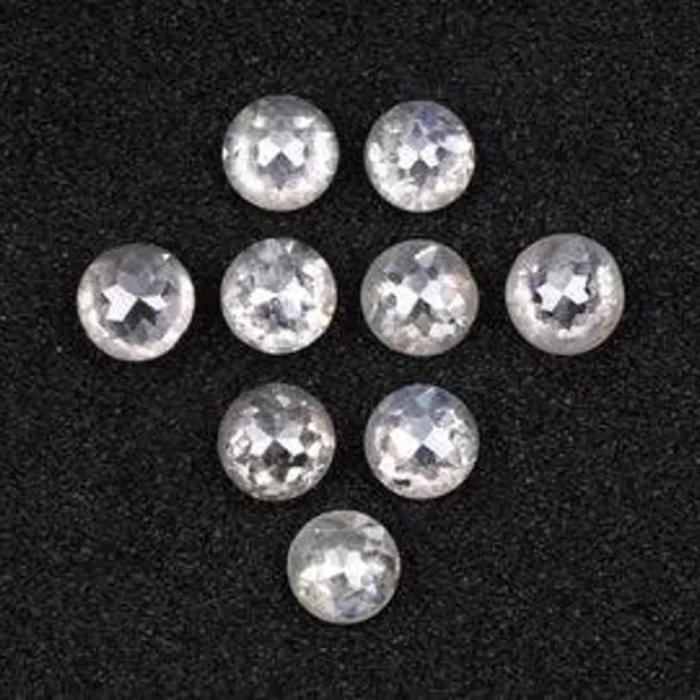 White Natural Round Rose Cut Earth Mined Diamond - Minimal Carbon