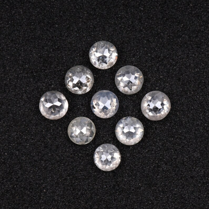 White Natural Round Rose Cut Earth Mined Diamond - Minimal Carbon