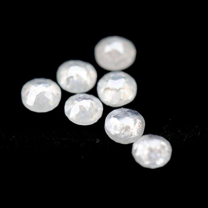 White Natural Round Rose Cut Earth Mined Diamond