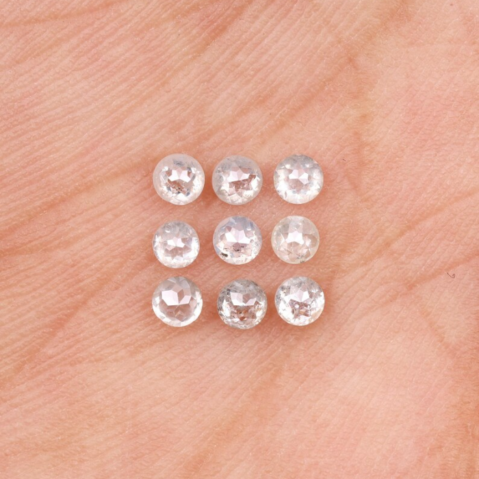 White Natural Round Rose Cut Earth Mined Diamond - Minimal Carbon