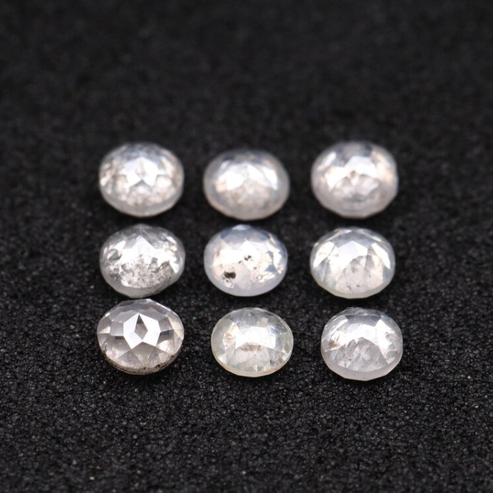 White Natural Round Rose Cut Earth Mined Diamond - Minimal Carbon
