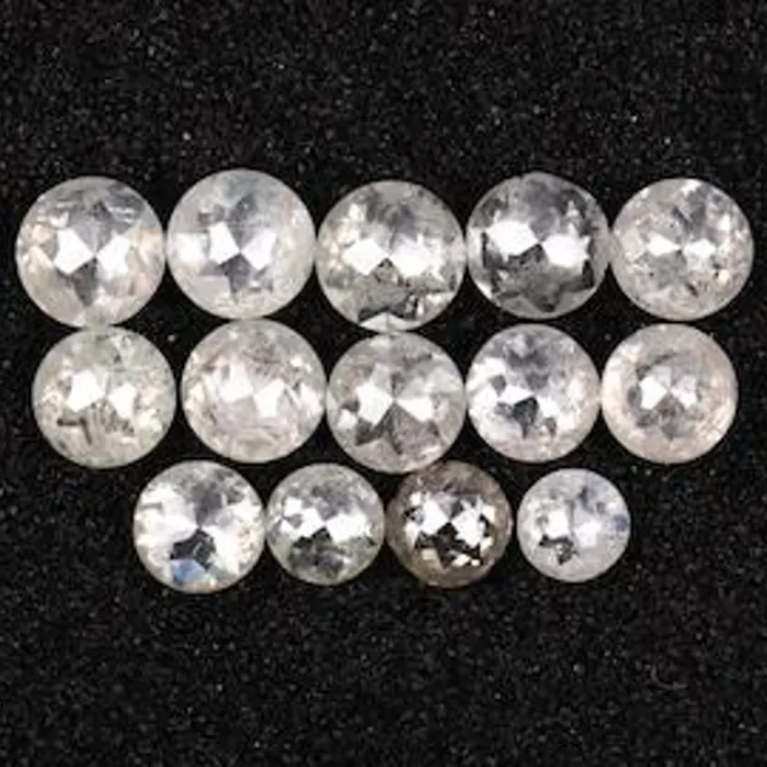 White Round Rose Cut Earth Mined Diamond - Minimal Carbon