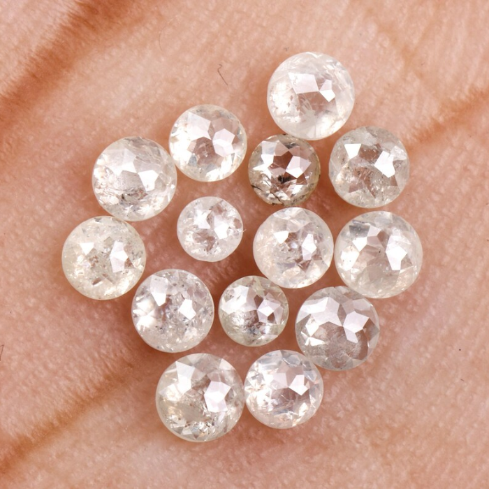 White Round Rose Cut Earth Mined Diamond - Minimal Carbon