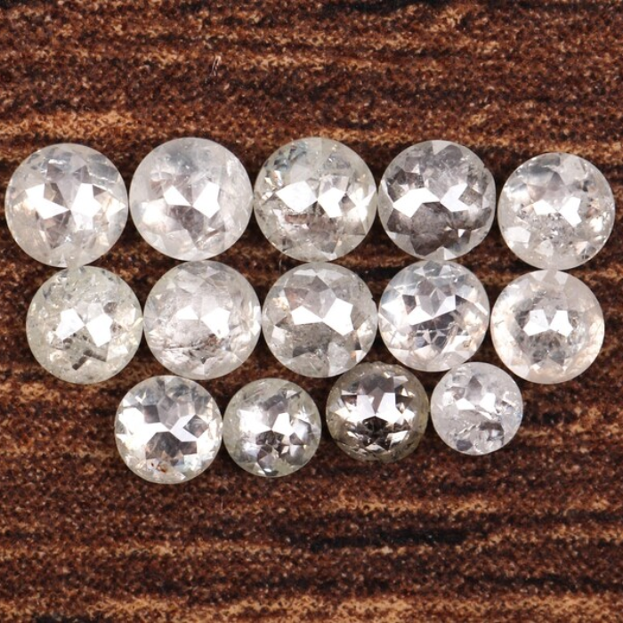 White Round Rose Cut Earth Mined Diamond - Minimal Carbon