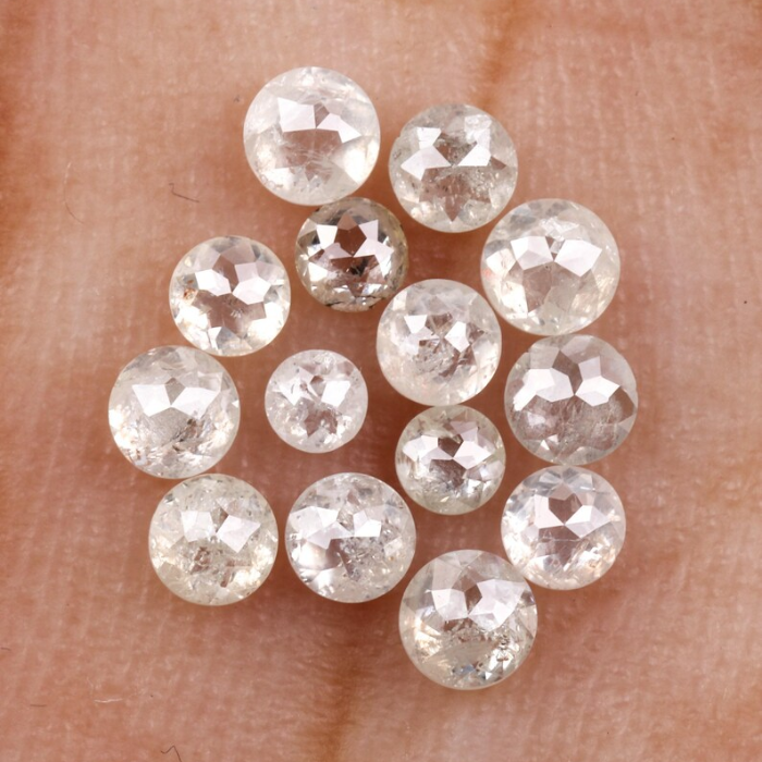 White Round Rose Cut Earth Mined Diamond - Minimal Carbon