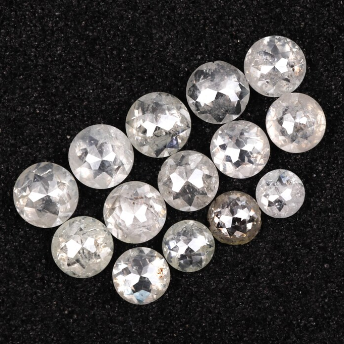 White Round Rose Cut Earth Mined Diamond - Minimal Carbon