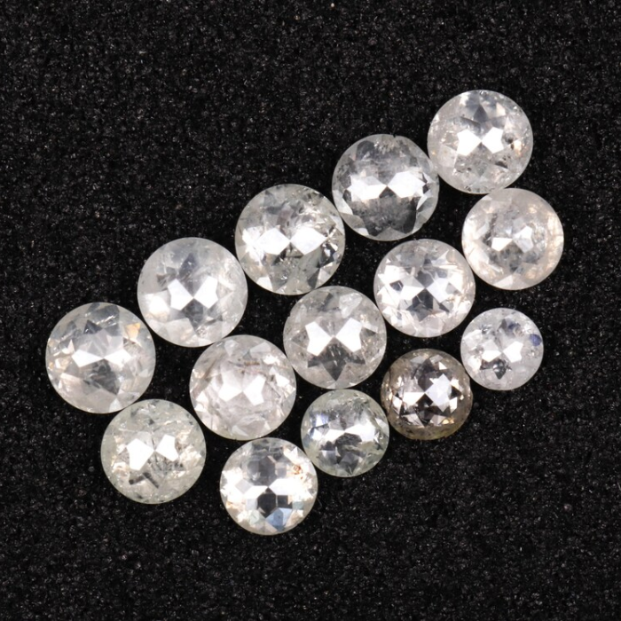 White Round Rose Cut Earth Mined Diamond - Minimal Carbon