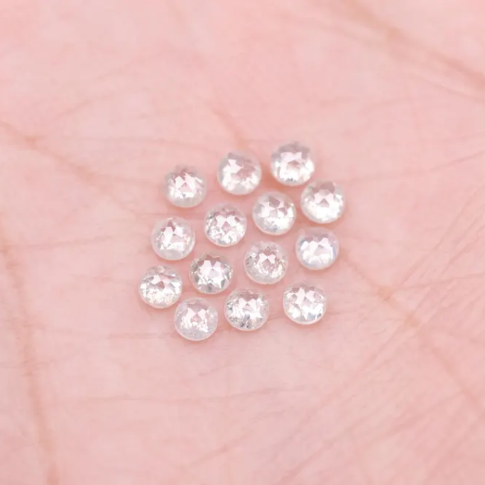 White Round Rose Cut Loose Natural Earth Mined Diamond