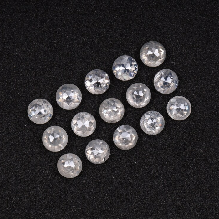 White Round Rose Cut Loose Natural Earth Mined Diamond - Minimal Carbon