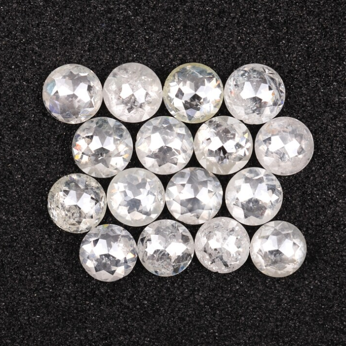 White Round Rose Cut Loose Natural Earth Mined Diamond - Minimal Carbon