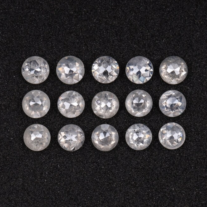 White Round Rose Cut Loose Natural Earth Mined Diamond - Minimal Carbon