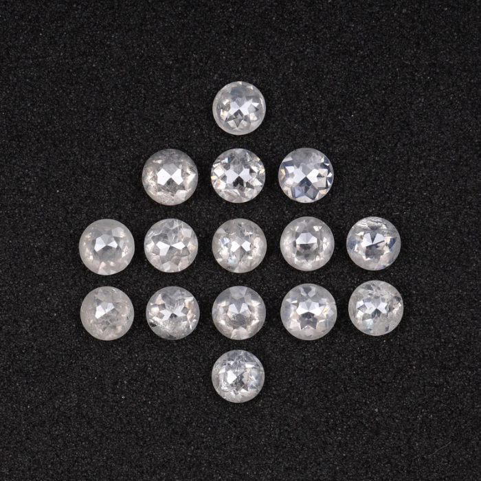 White Round Rose Cut Loose Natural Earth Mined Diamond - Minimal Carbon