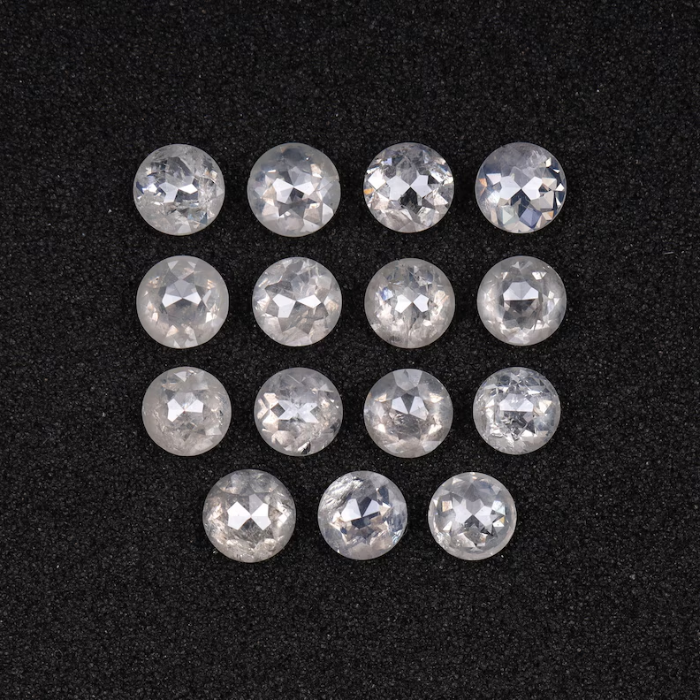 White Round Rose Cut Loose Natural Earth Mined Diamond - Minimal Carbon