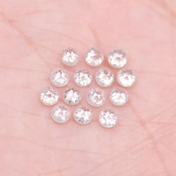 White Round Rose Cut Loose Natural Earth Mined Diamond