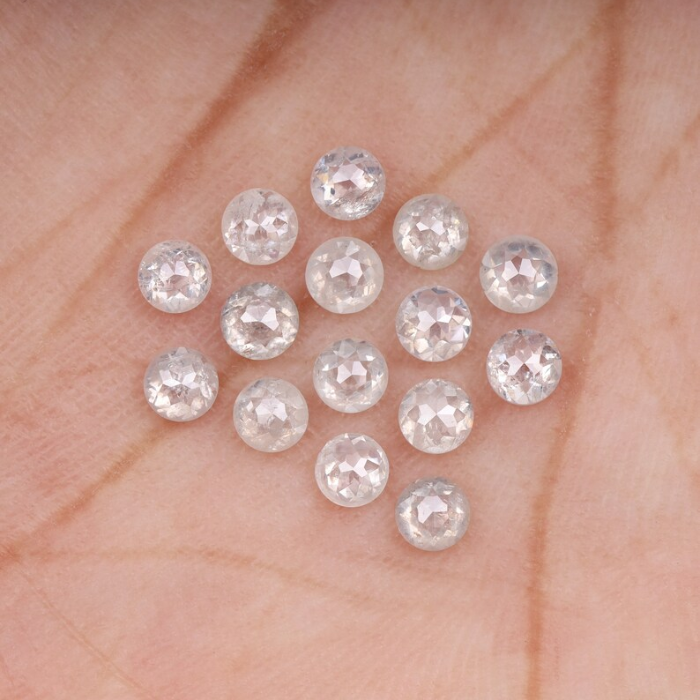 White Round Rose Cut Loose Natural Earth Mined Diamond - Minimal Carbon