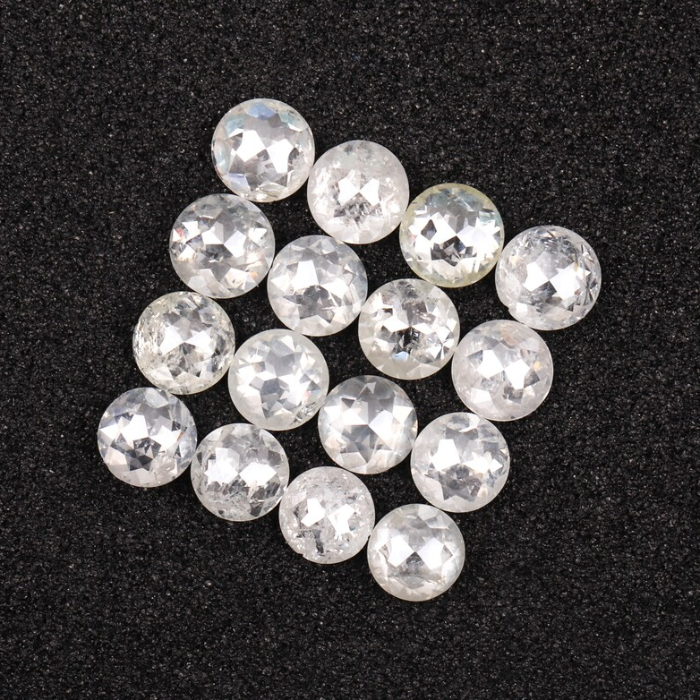 White Round Rose Cut Loose Natural Earth Mined Diamond - Minimal Carbon