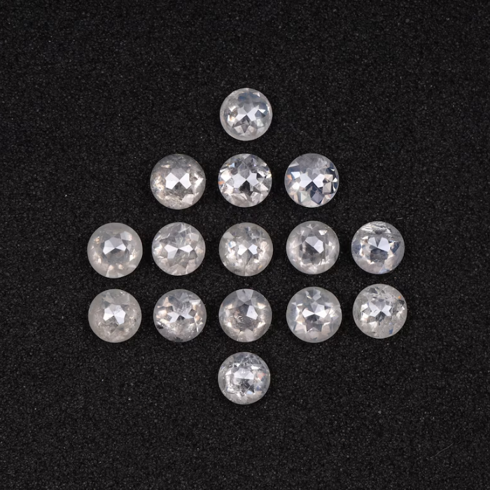 White Round Rose Cut Loose Natural Earth Mined Diamond - Minimal Carbon