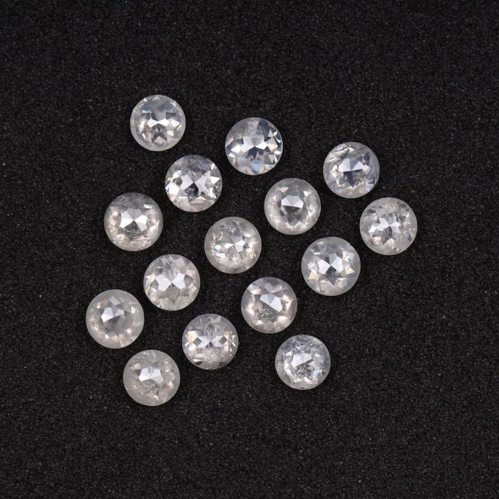 White Round Rose Cut Loose Natural Earth Mined Diamond - Minimal Carbon