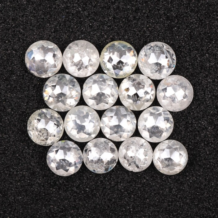 White Round Rose Cut Loose Natural Earth Mined Diamond - Minimal Carbon