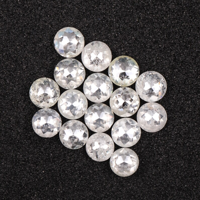 White Round Rose Cut Loose Natural Earth Mined Diamond - Minimal Carbon