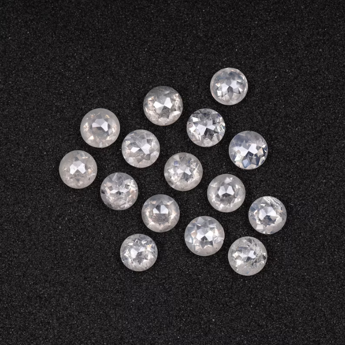 White Round Rose Cut Loose Natural Earth Mined Diamond - Minimal Carbon