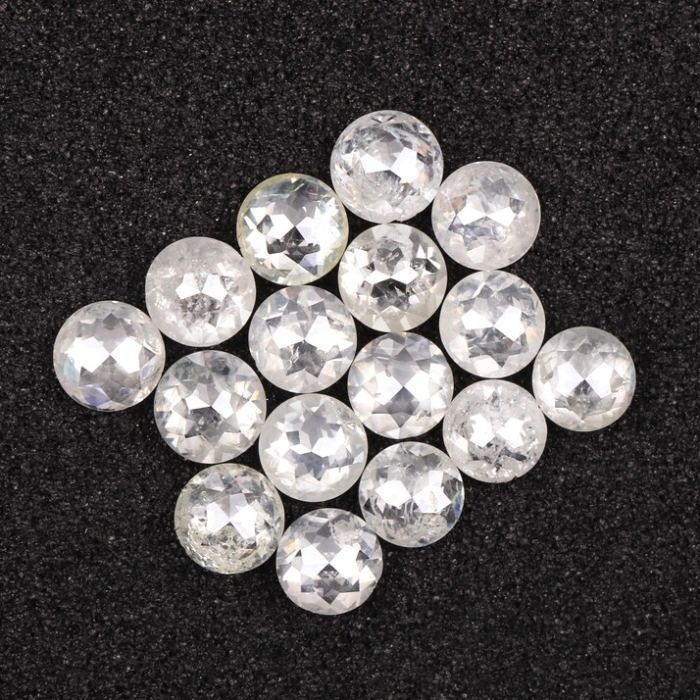 White Round Rose Cut Loose Natural Earth Mined Diamond - Minimal Carbon