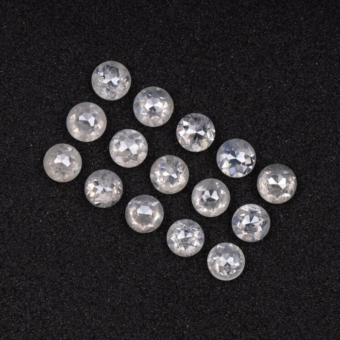 White Round Rose Cut Loose Natural Earth Mined Diamond - Minimal Carbon
