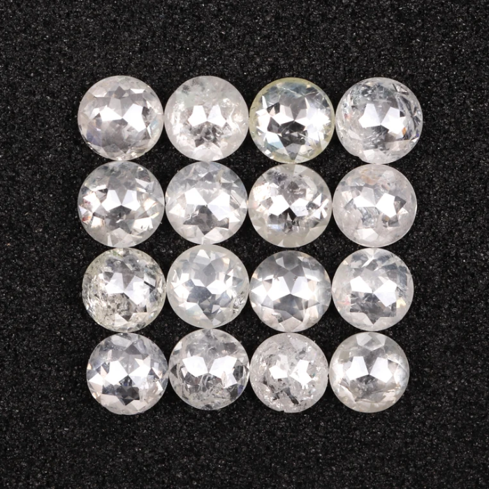 White Round Rose Cut Loose Natural Earth Mined Diamond - Minimal Carbon