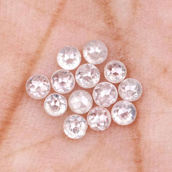 White Round Rose Cut Natural Earth Mined Diamond