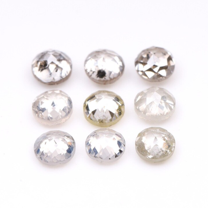 White Round Rose Cut Natural Earth Mined Diamond - Minimal Carbon