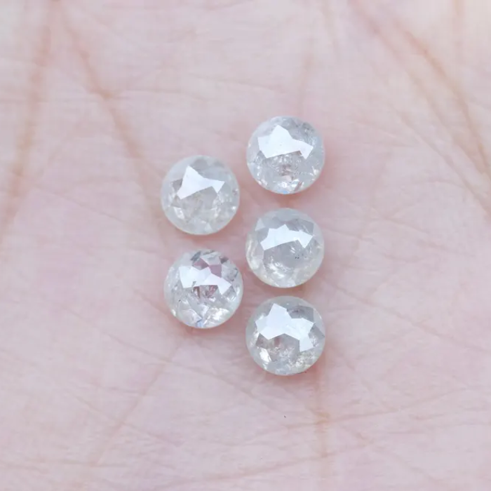 White Round Rose Cut Natural Earth Mined Diamond