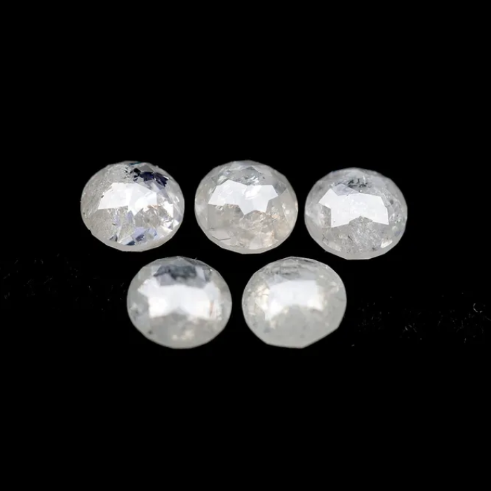 White Round Rose Cut Natural Earth Mined Diamond