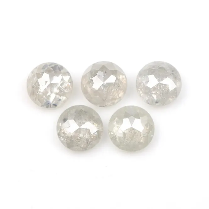 White Round Rose Cut Natural Earth Mined Diamond