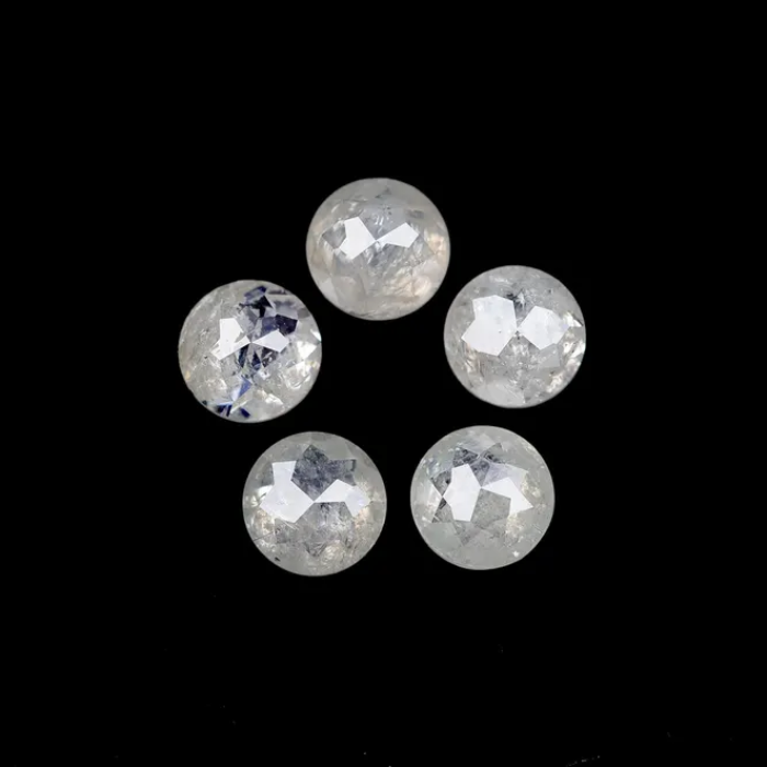 White Round Rose Cut Natural Earth Mined Diamond