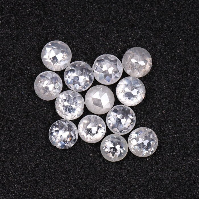 White Round Rose Cut Natural Earth Mined Diamond
