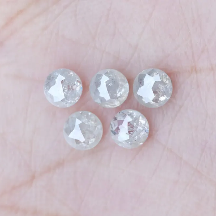 White Round Rose Cut Natural Earth Mined Diamond