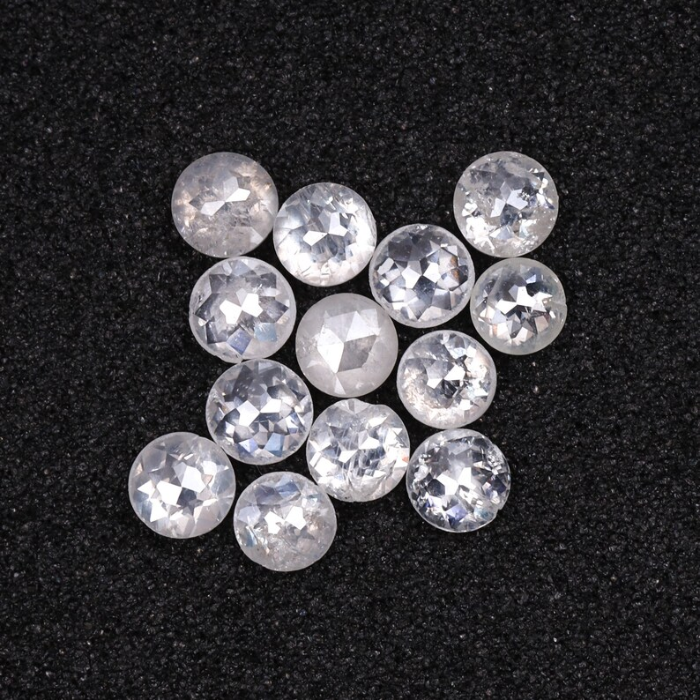 White Round Rose Cut Natural Earth Mined Diamond