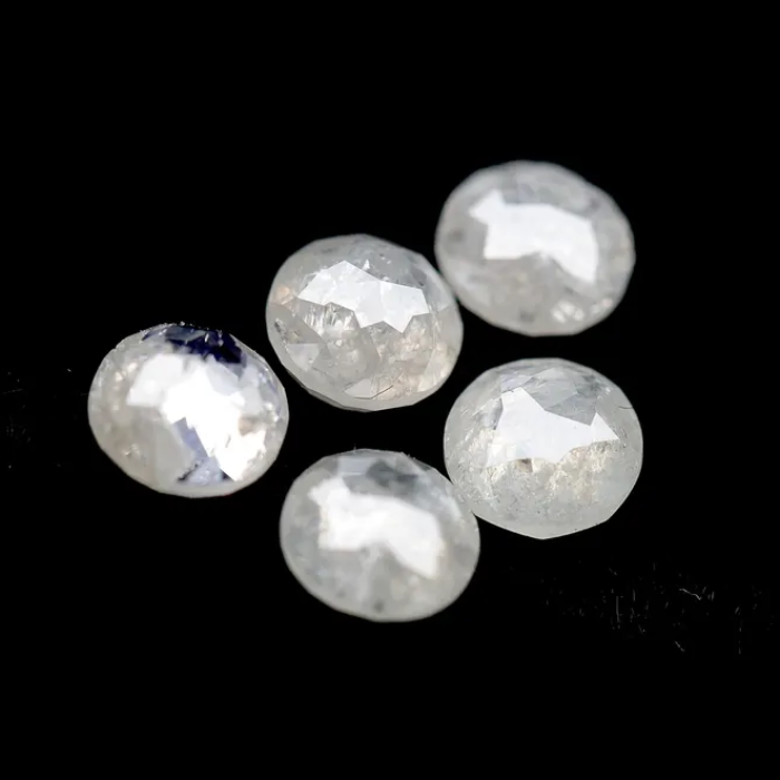 White Round Rose Cut Natural Earth Mined Diamond