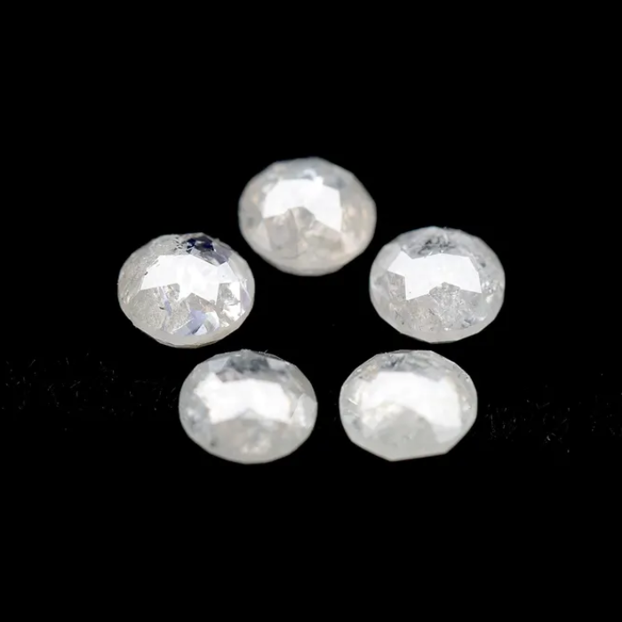White Round Rose Cut Natural Earth Mined Diamond