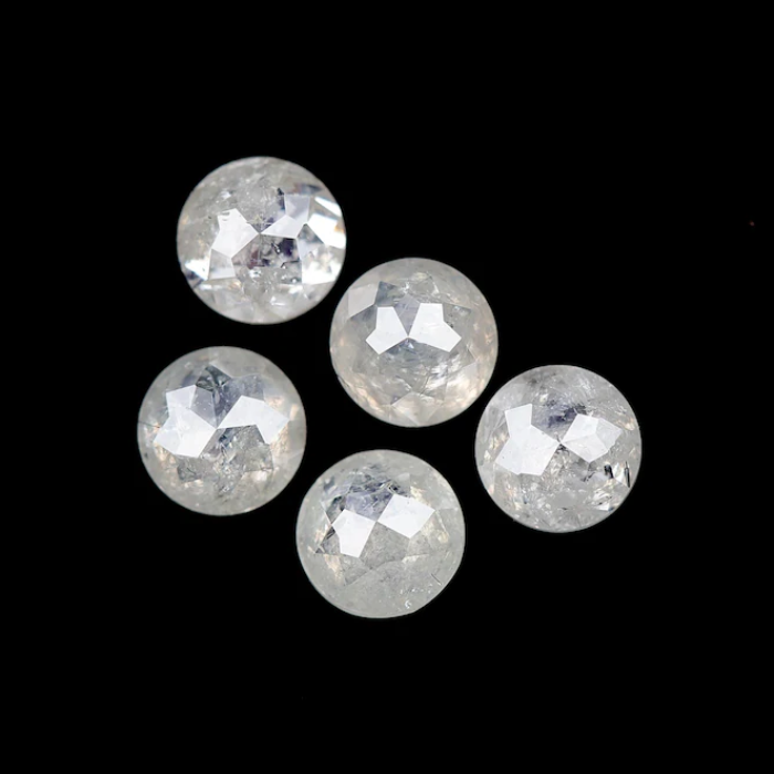 White Round Rose Cut Natural Earth Mined Diamond